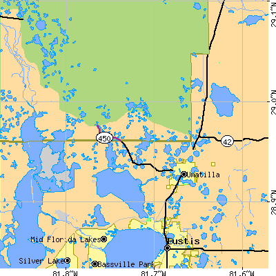 Zip code 32784 close-up map