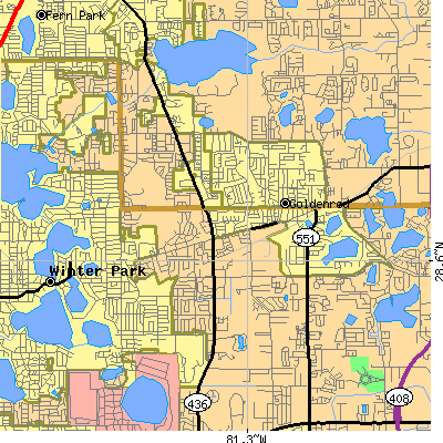 Zip code 32792 close-up map