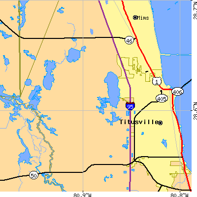 Zip code 32796 close-up map