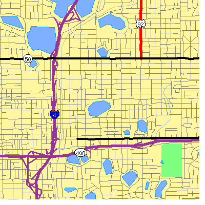 Zip code 32801 close-up map