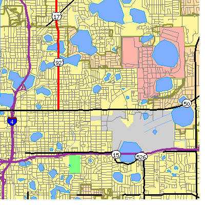 Zip code 32803 close-up map