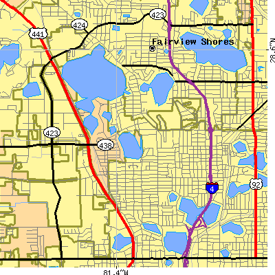 Zip code 32804 close-up map