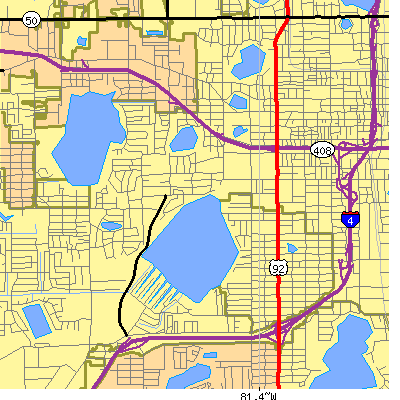 Zip code 32805 close-up map