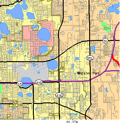 Zip code 32807 close-up map