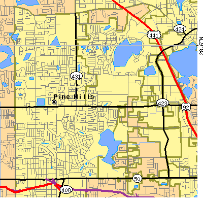 Zip code 32808 close-up map