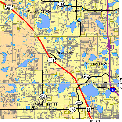Zip code 32810 close-up map