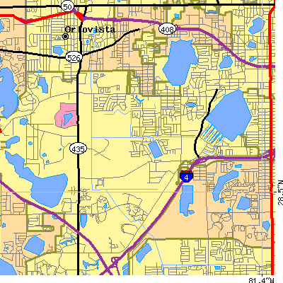 Zip code 32811 close-up map