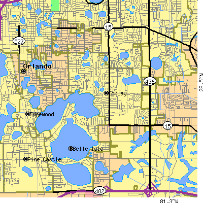 Zip code 32812 close-up map
