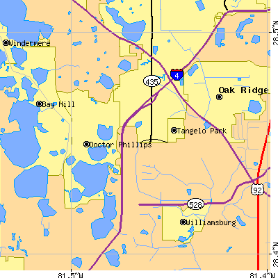 Zip code 32819 close-up map