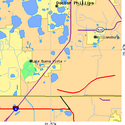 Zip code 32821 close-up map