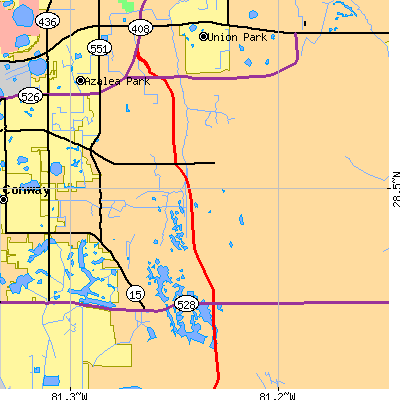 Zip code 32822 close-up map