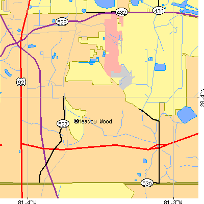 Zip code 32824 close-up map