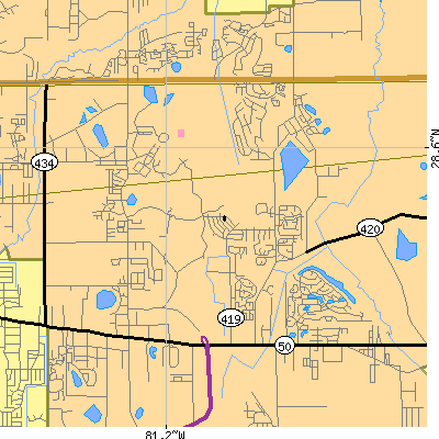 Zip code 32826 close-up map