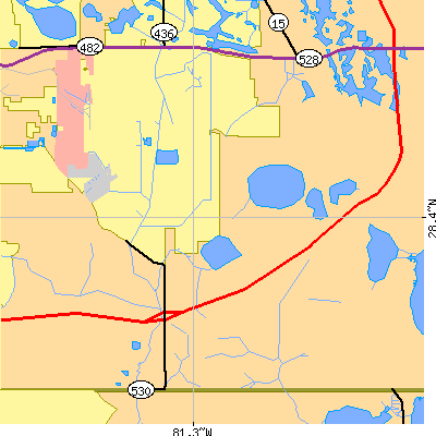 Zip code 32827 close-up map