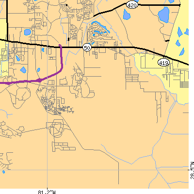 Zip code 32828 close-up map