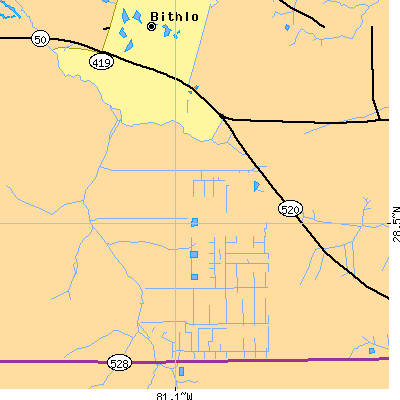 Zip code 32833 close-up map