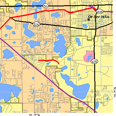 Zip code 32835 close-up map