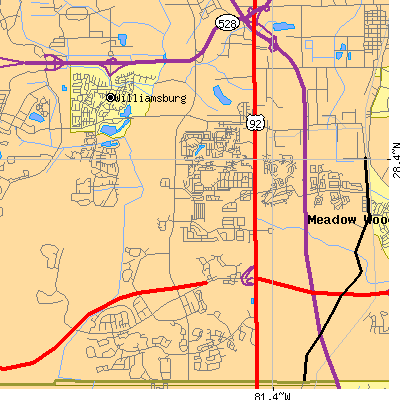 Zip code 32837 close-up map