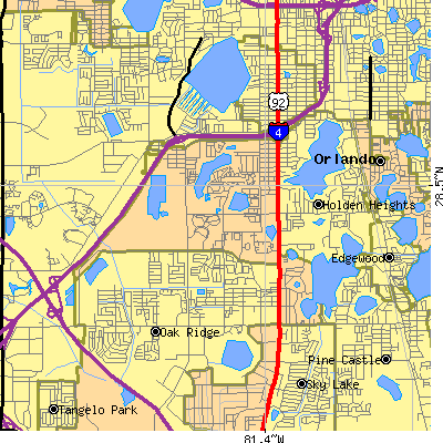 Zip code 32839 close-up map