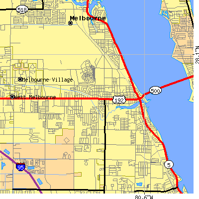 Zip code 32901 close-up map