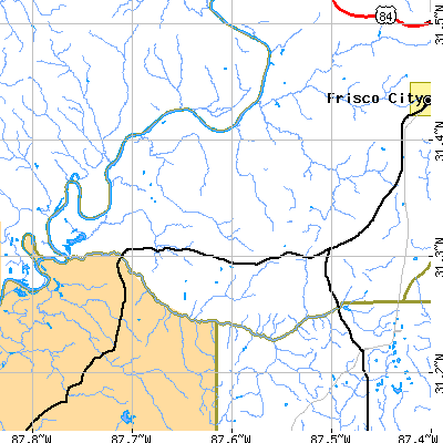 Zip code 36480 close-up map