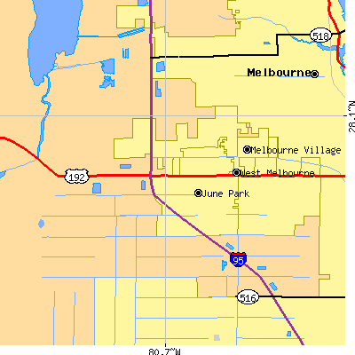 Zip code 32904 close-up map