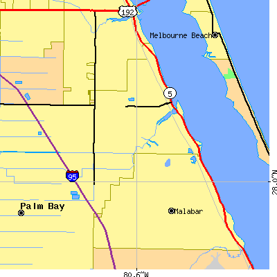 Zip code 32905 close-up map