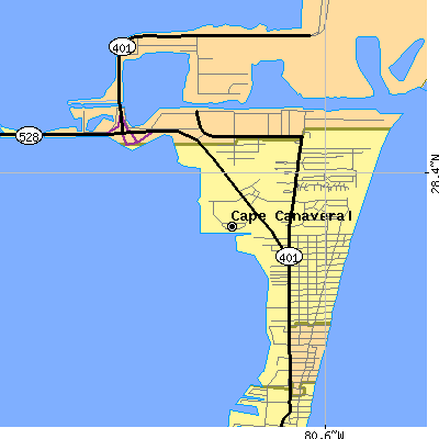 Zip code 32920 close-up map