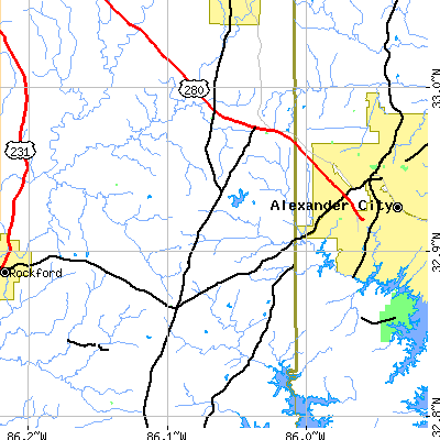 Zip code 35089 close-up map