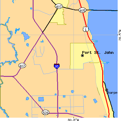 Zip code 32927 close-up map