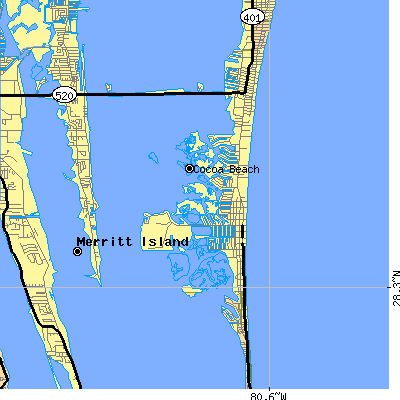 Zip code 32931 close-up map