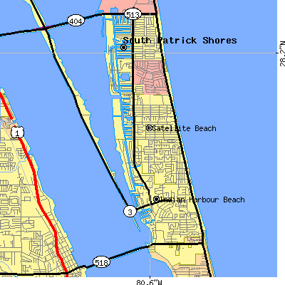 Zip code 32937 close-up map