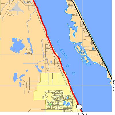 Zip code 32949 close-up map