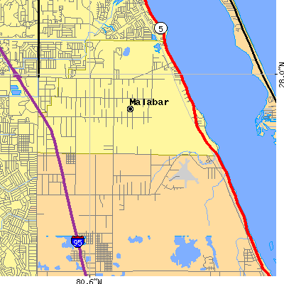 Zip code 32950 close-up map