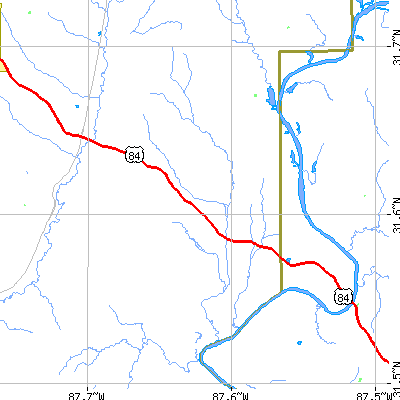 Zip code 36482 close-up map