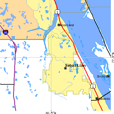Zip code 32958 close-up map