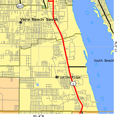 Zip code 32962 close-up map