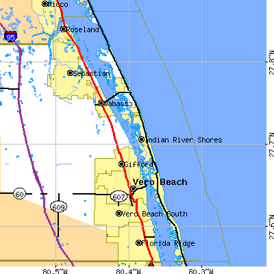 Zip code 32963 close-up map