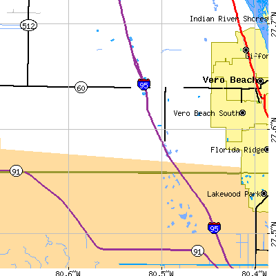 Zip code 32968 close-up map