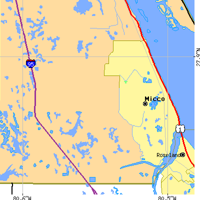 Zip code 32976 close-up map