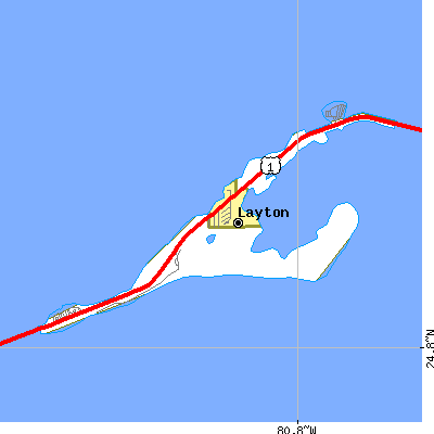 Zip code 33001 close-up map