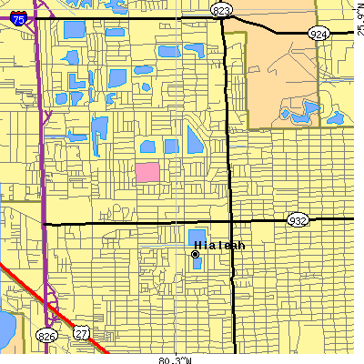 Zip code 33012 close-up map