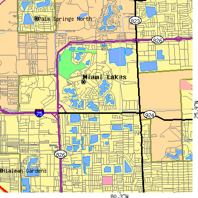 Zip code 33014 close-up map