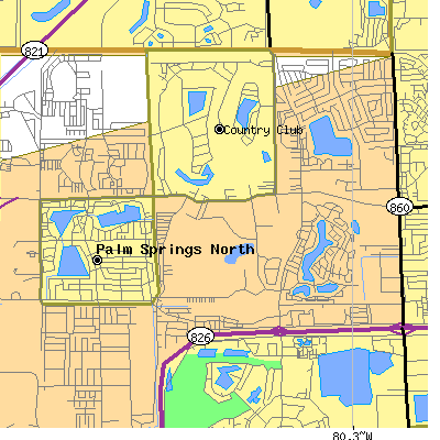Zip code 33015 close-up map