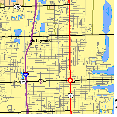 Zip code 33020 close-up map