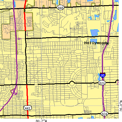 Zip code 33021 close-up map