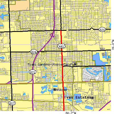 Zip code 33023 close-up map