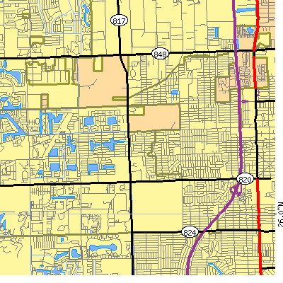 Zip code 33024 close-up map