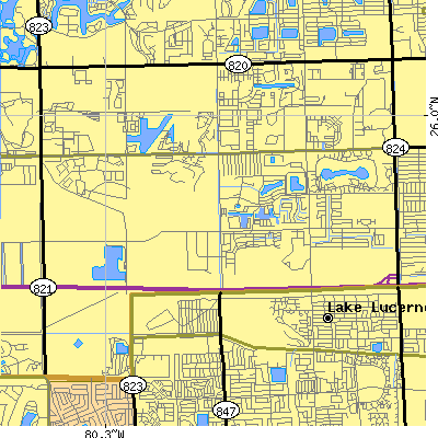 Zip code 33025 close-up map