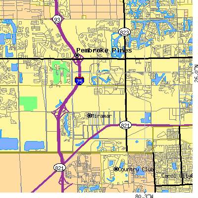 Zip code 33027 close-up map